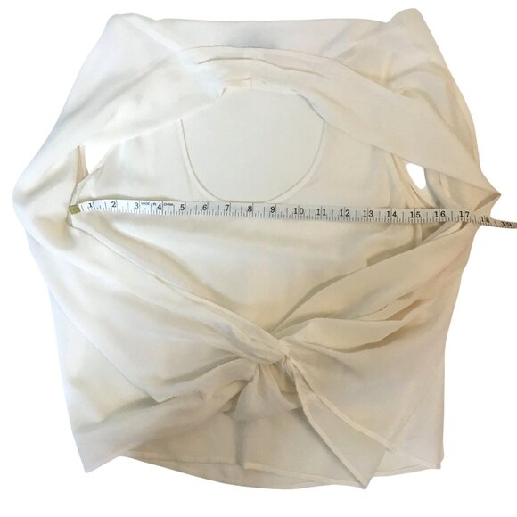 SEVENTY Women Ivory Silk Draped Blouse Sleeveless Layered Overlay Italian M - Picture 6 of 8